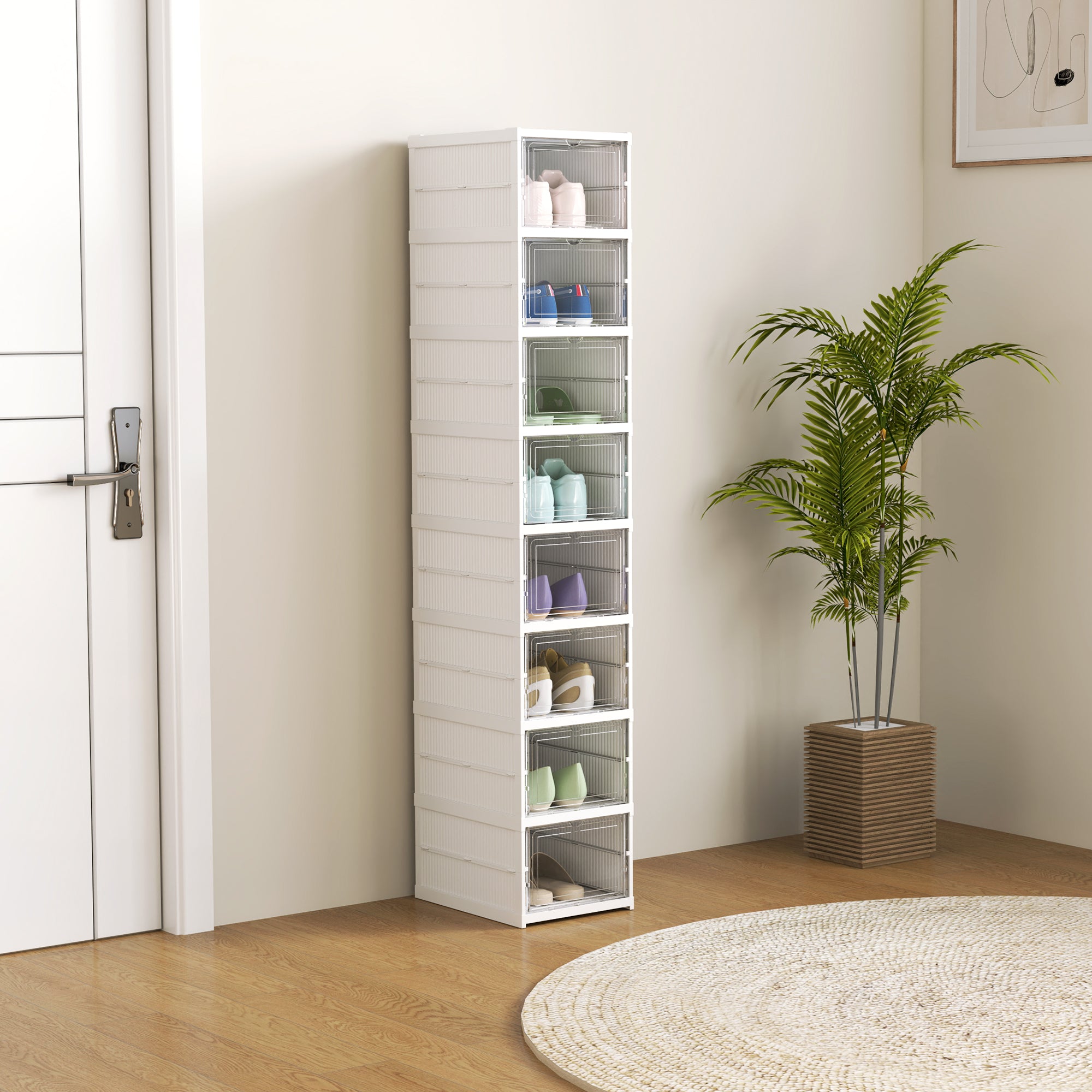 EasyComfort Scarpiera schoenenopbergbox 8-vaks stapelbaar wit
