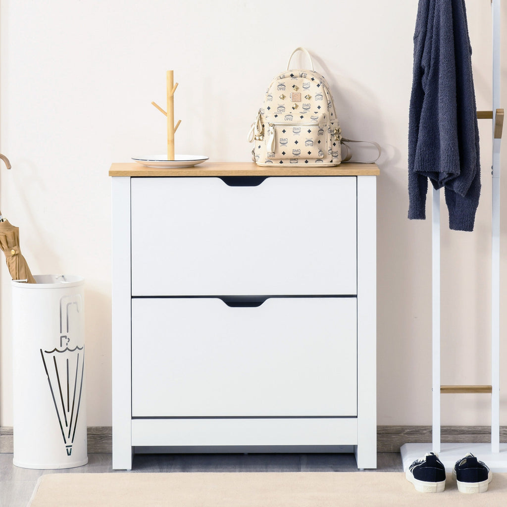 EasyComfort Scarpiera Moderna per 12 Paia Max with 2 Cassetti Regolabili e Rimovibili, in Legno, 72x26x80 cm, white