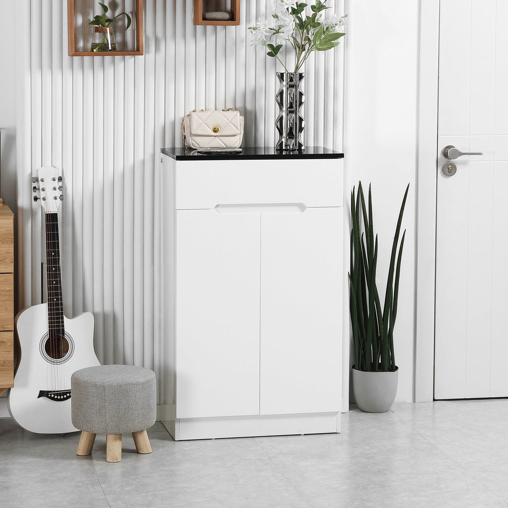 Easycomfort Scarpiera Slim da 12 Paia max per Ingressi with 3 Ripiani Regolabili e Cassetto, in Truciolato white, 60x32x100 cm
