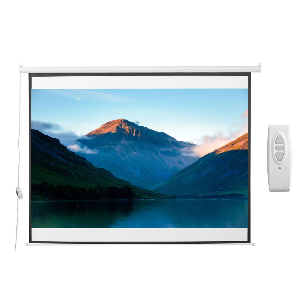 Easycomfort Schermo per Proiettore 120 Pollici Formato 4:3 Regolabile with Telecomando, Schermo di Proiezione Motorizzato Compatto, 244x183 cm, white