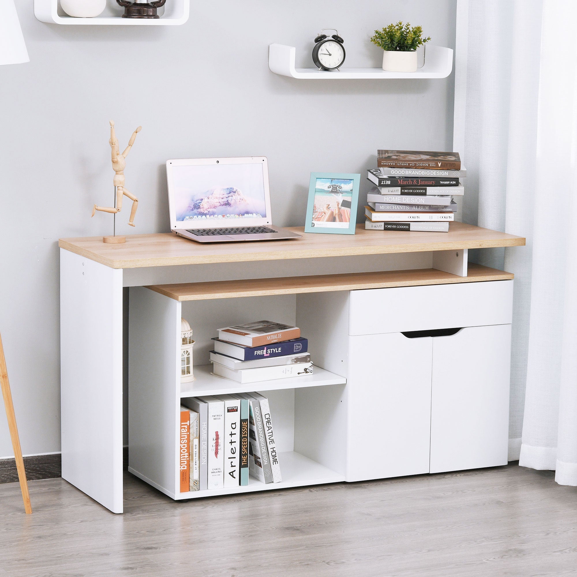 EasyComfort Scrivania Angolare hoekbureau met opbergruimte, 140x117x76 cm