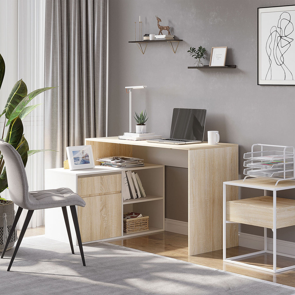 EasyComfort Scrivania Angolare Hoekbureau 120x92 cm, eik/wit