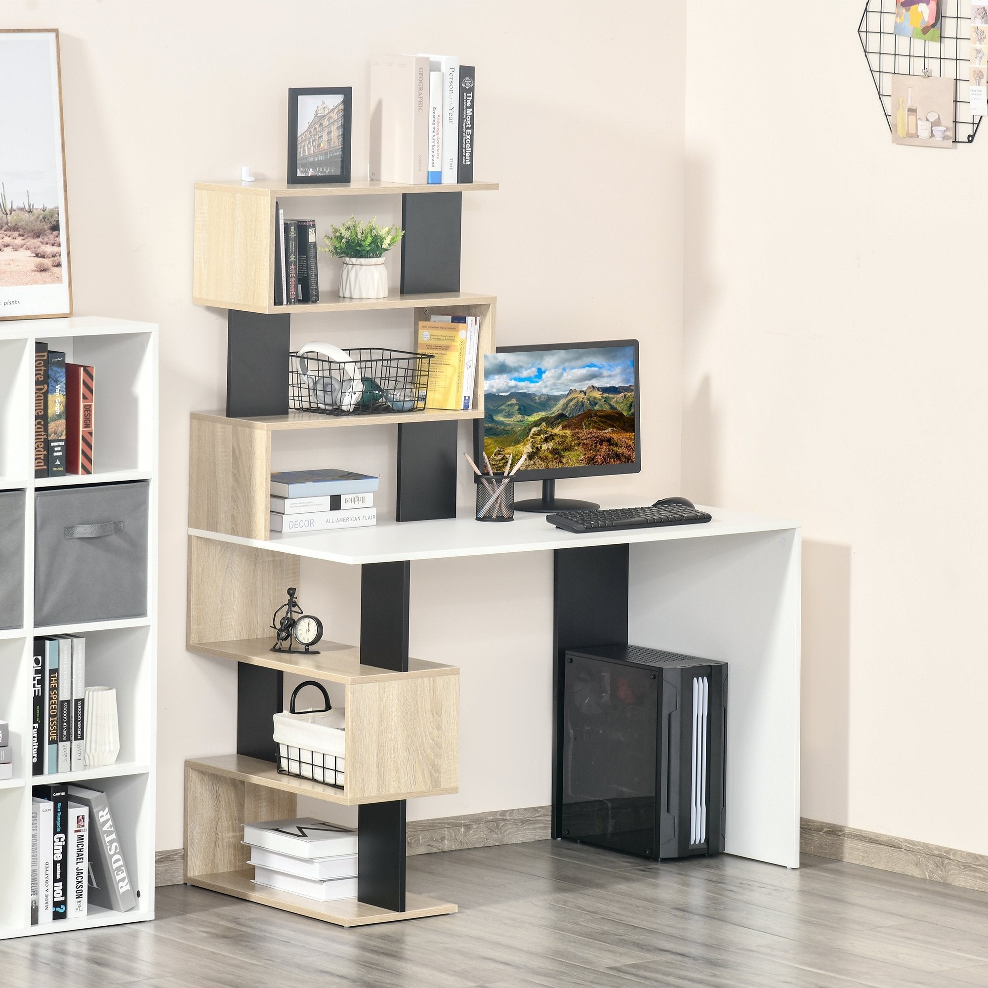 EasyComfort Scrivania bureau met boekenkast 120x60x148 cm