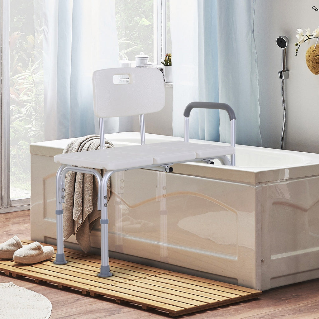 Easycomfort Sedia da Doccia with Altezza Regolabile su 6 Livelli, Piedini e Bracciolo Antiscivolo, Ampia Seduta (68.5x40.5cm)