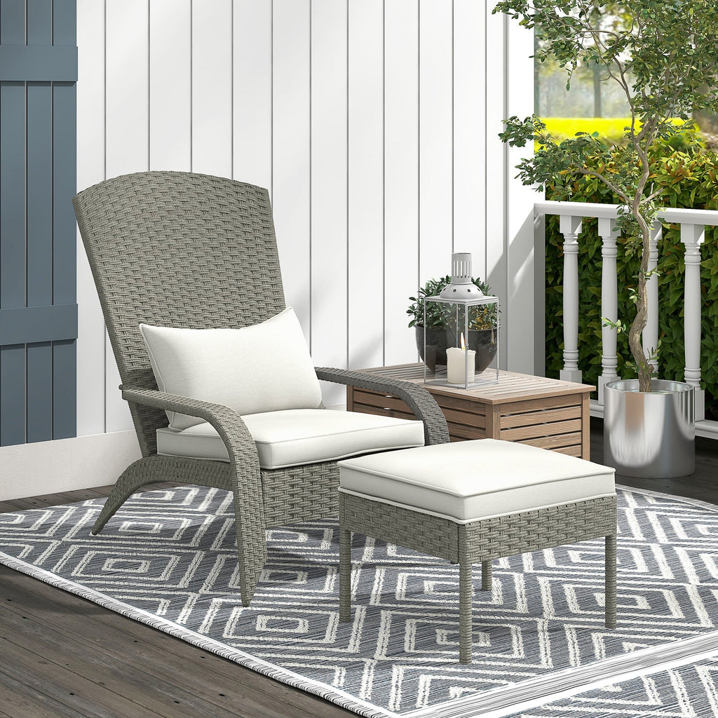 EasyComfort Sedia da Giardino tuinstoel met voetenbank, 64x82x89 cm