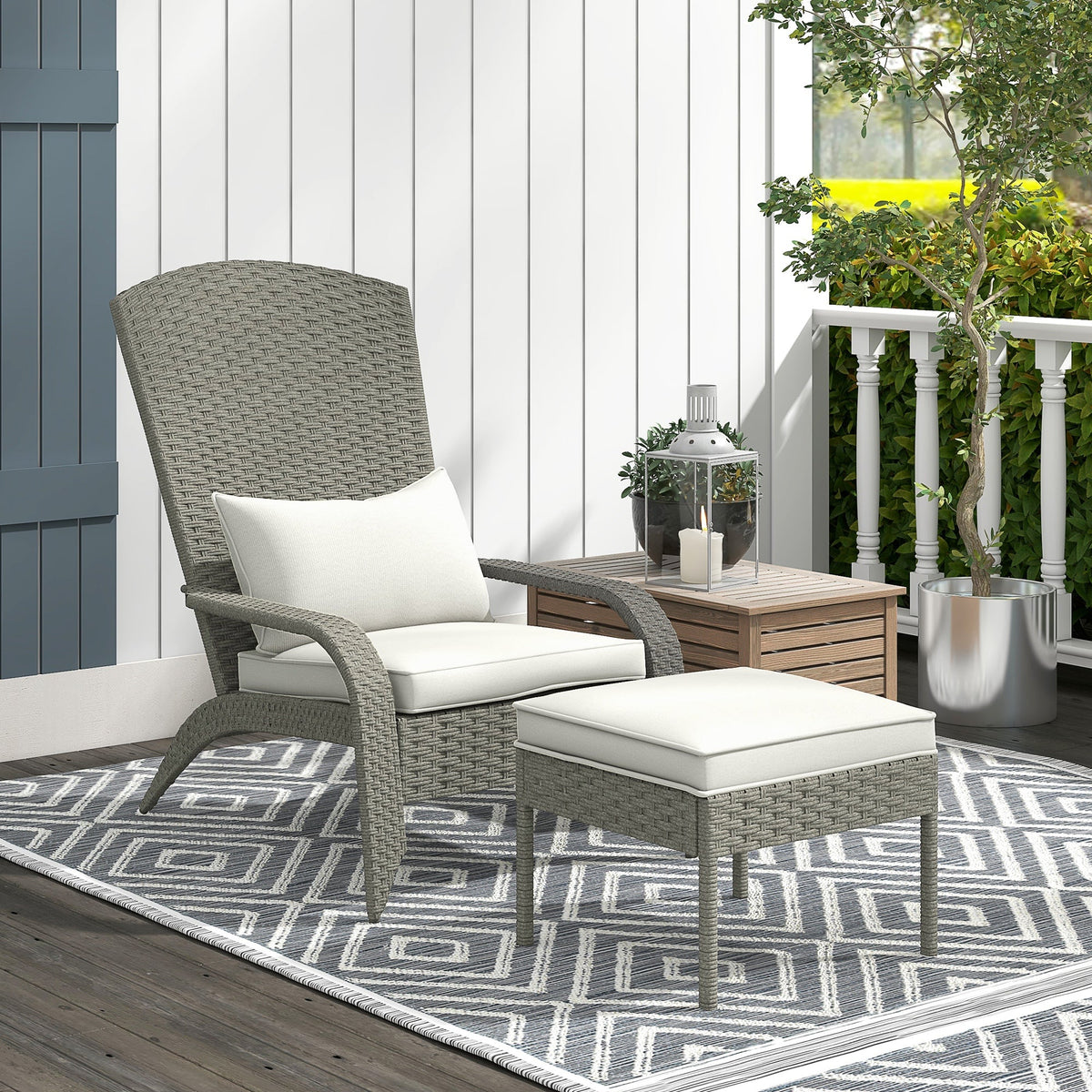 EasyComfort Sedia da Giardino tuinstoel met voetenbank, 64x82x89 cm