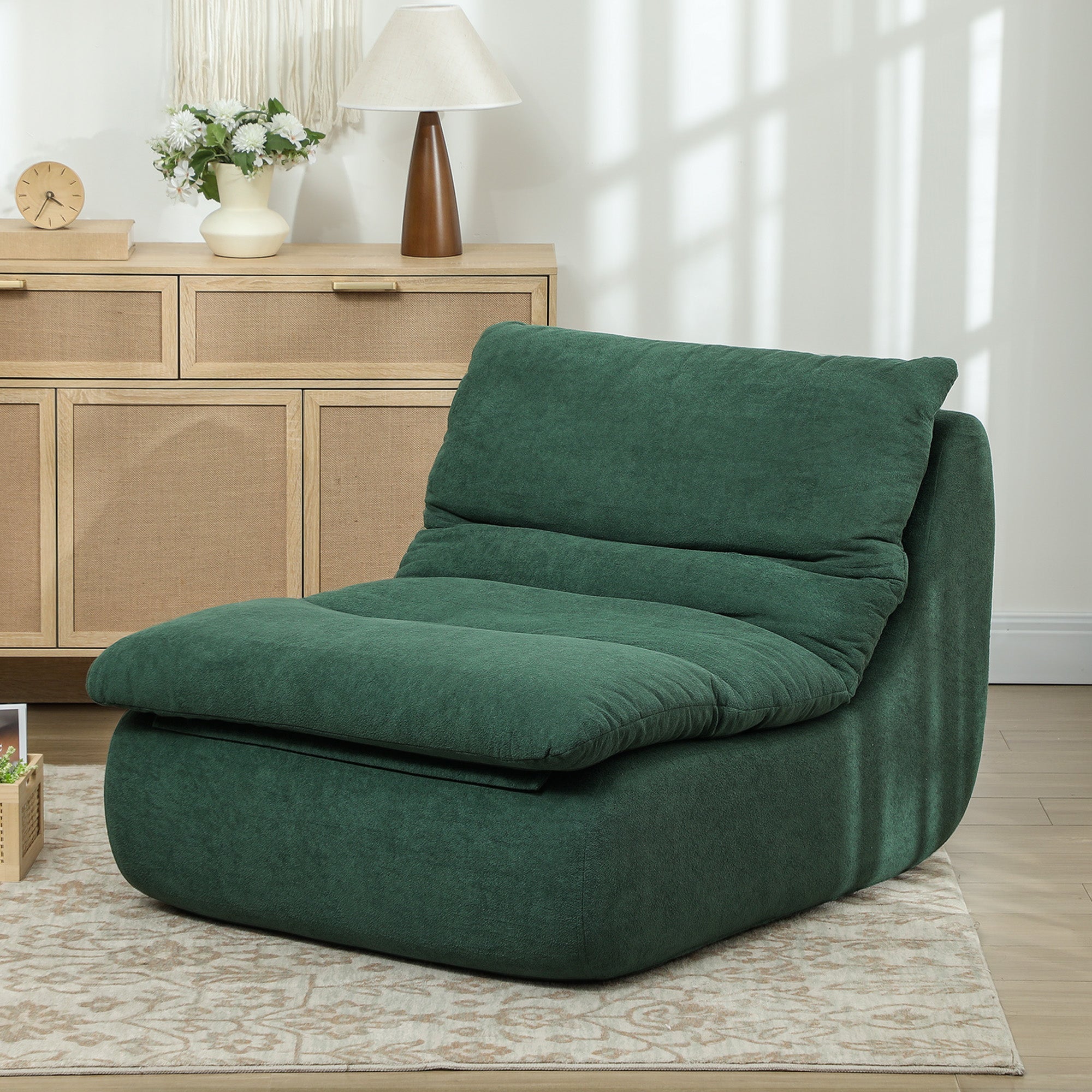 EasyComfort Vloerfauteuil gestoffeerd groen 82x103x75 cm
