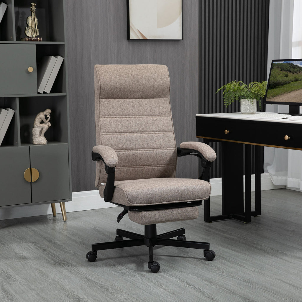 Easycomfort Sedia da Ufficio with Altezza Regolabile, Poggiapiedi Incluso e Seduta Imbottita, 68x67x106-114 cm, Marrone