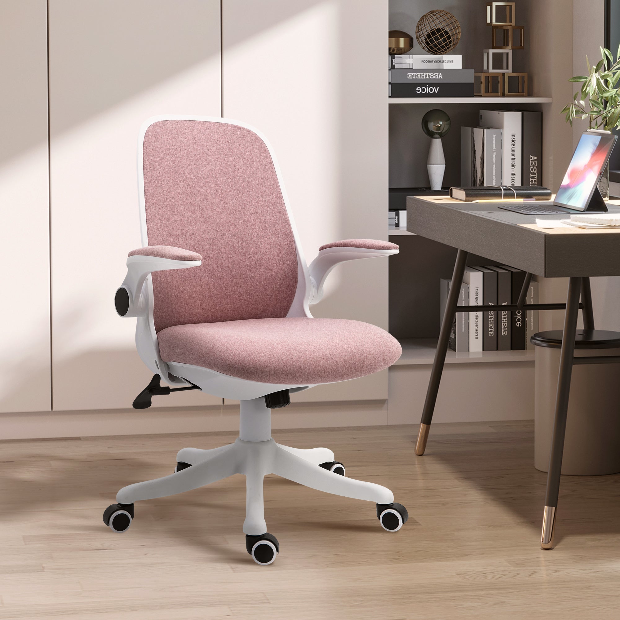 EasyComfort Sedia da Ufficio Ergonomica Bureaustoel 62.5x60x94-104 cm, roze/wit