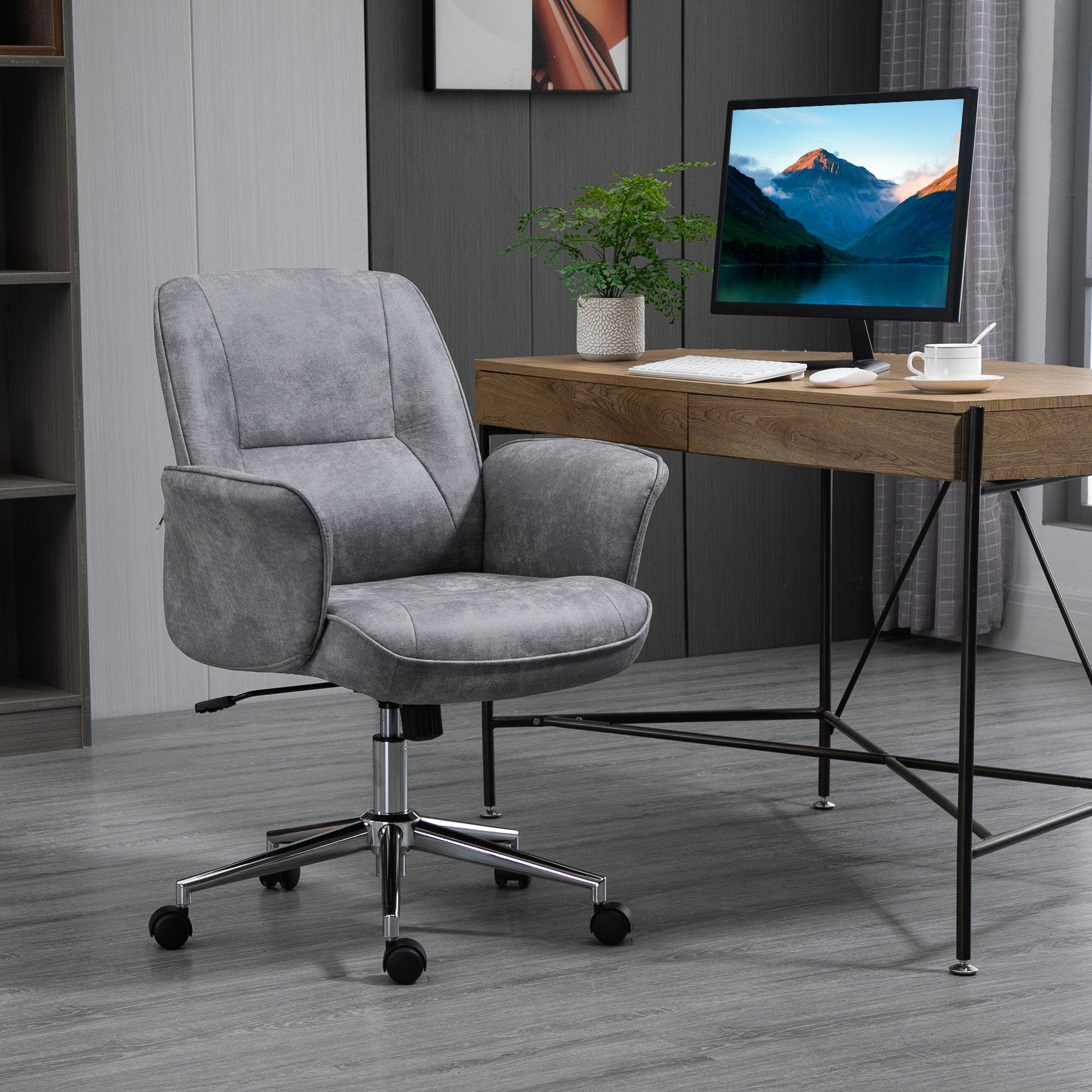 EasyComfort ergonomische bureaustoel microvezel grijs 67x69x92-102 cm