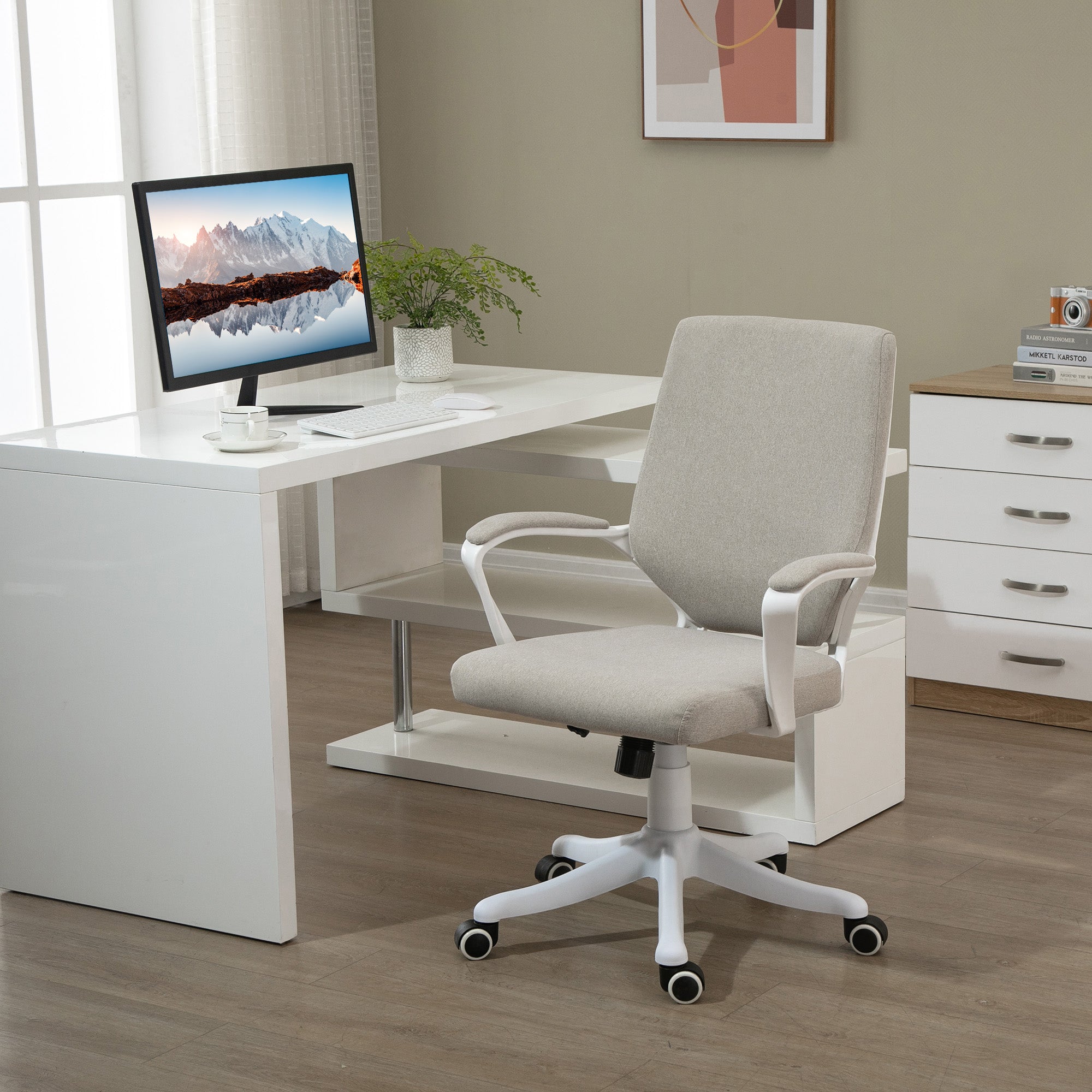 EasyComfort Sedia ergonomische bureaustoel, verstelbaar 92–100 cm, beige
