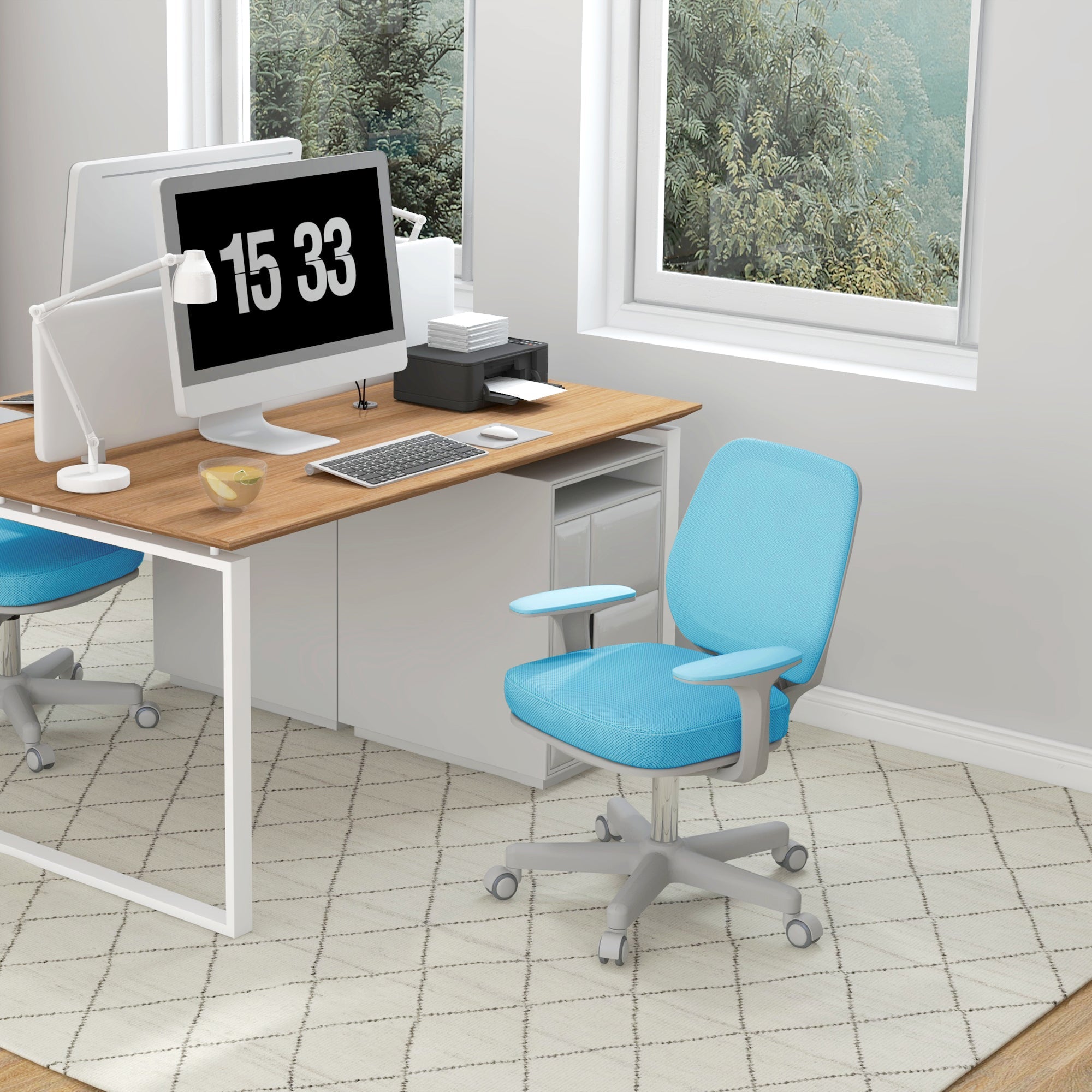EasyComfort Bureaustoel ergonomisch, verstelbaar 82.5–94.5 cm, blauw