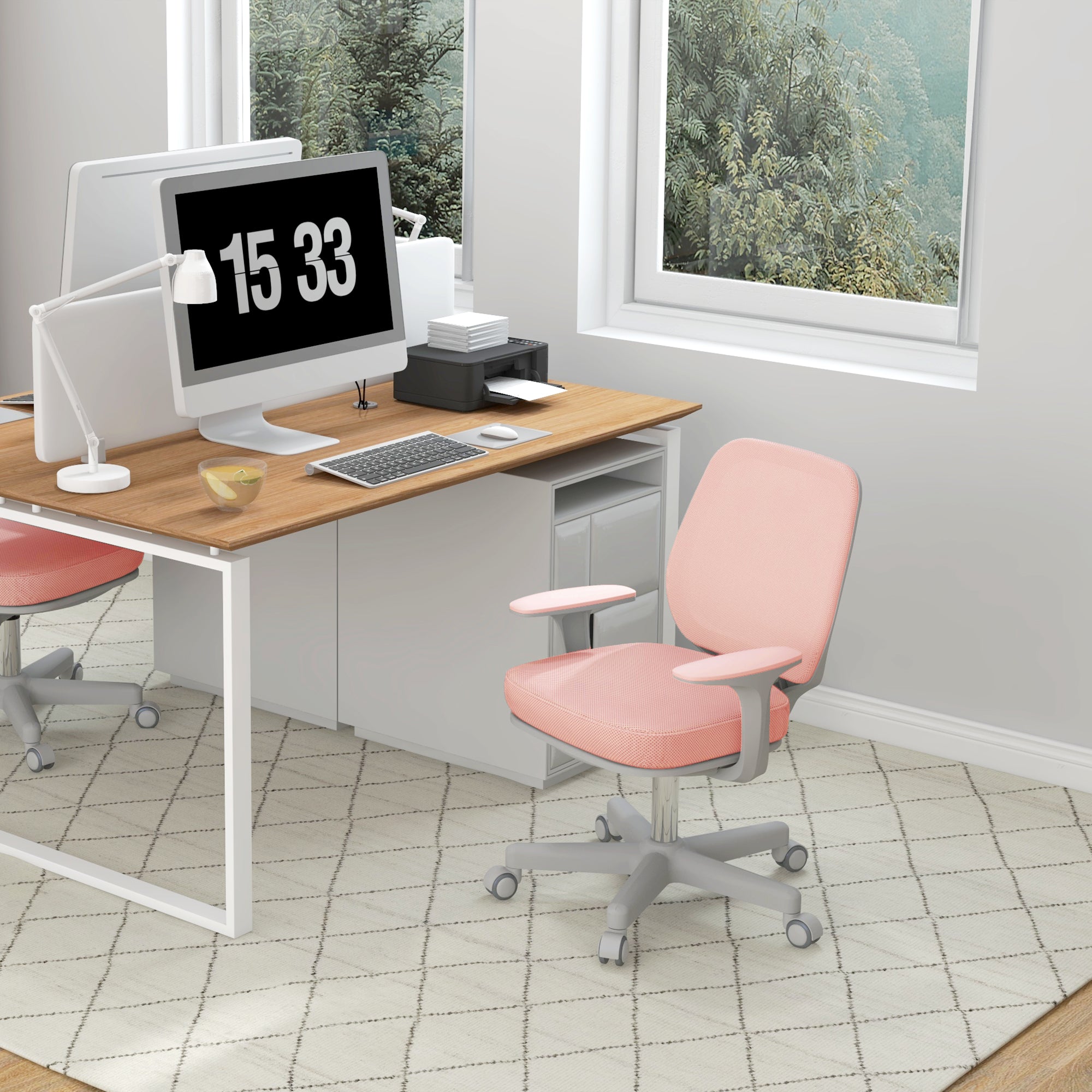 EasyComfort ergonomische bureaustoel verstelbaar, 55x48x82.5-94.5 cm, roze