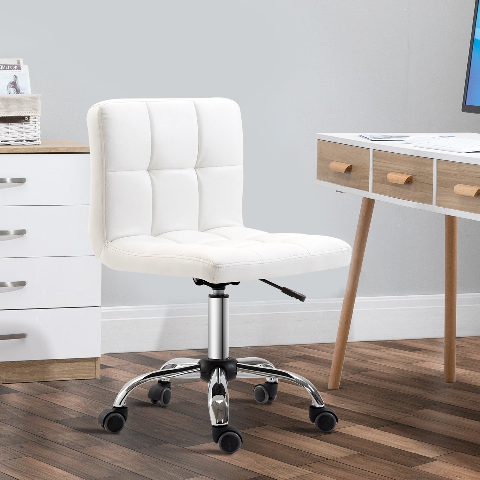 Easycomfort Sedia da Ufficio Ergonomica, Sedia Girevole Altezza Regolabile in Pelle Sintetica 46 × 51 × 80-92cm
