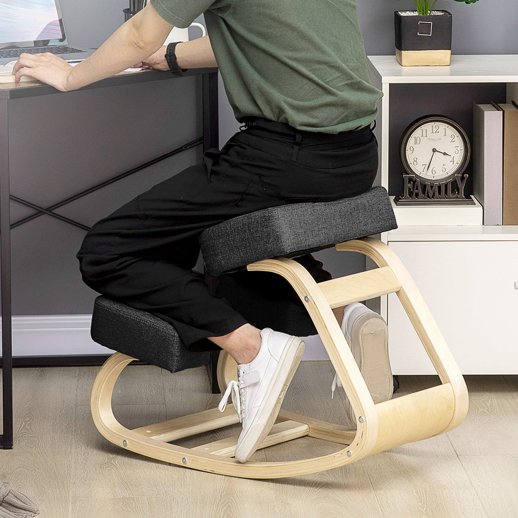 EasyComfort knielstoel ergonomisch berkenhout 51x69x58 cm, zwart