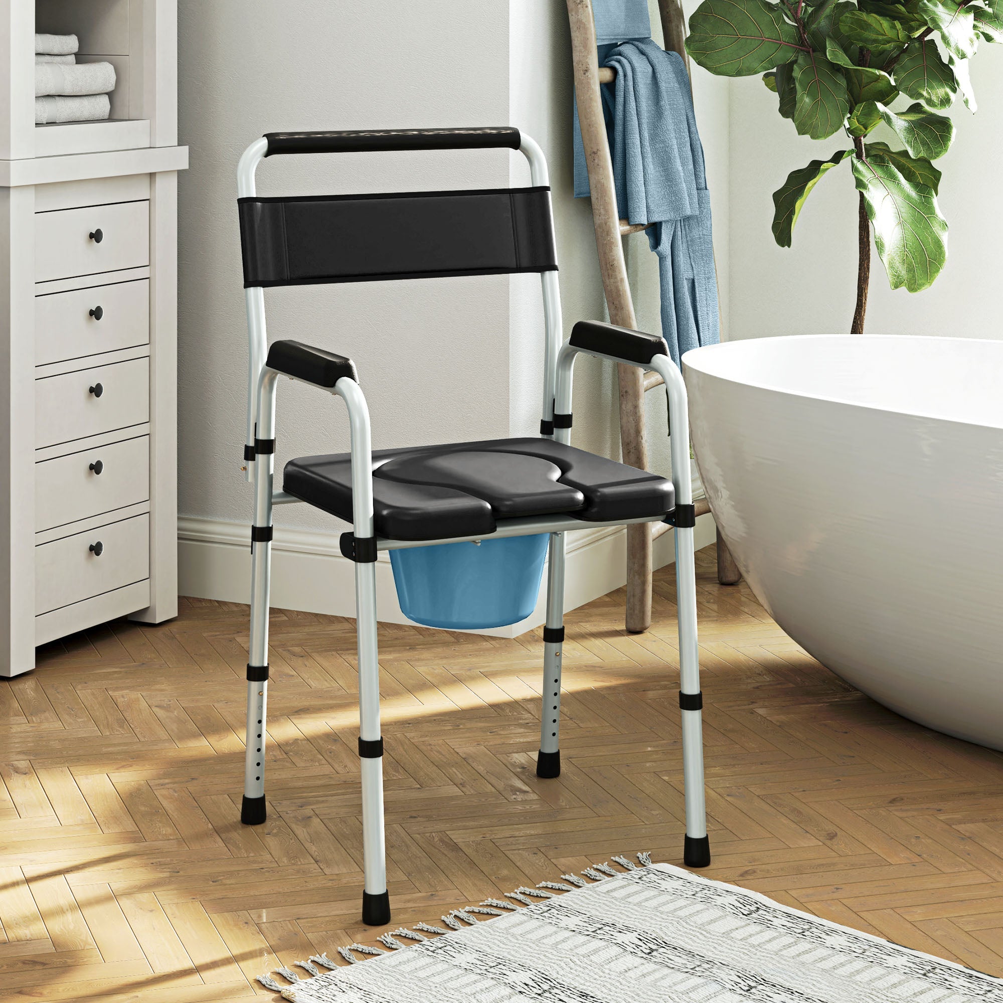 EasyComfort Sedia WC Toiletstoel inklapbaar en verstelbaar, 150 kg