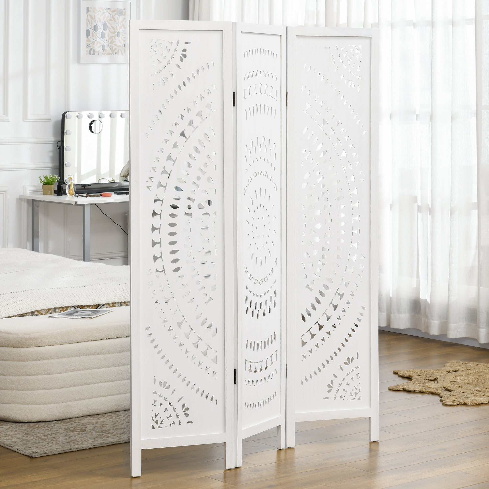 EasyComfort Separé 3-panelen kamerscherm 120x170 cm wit