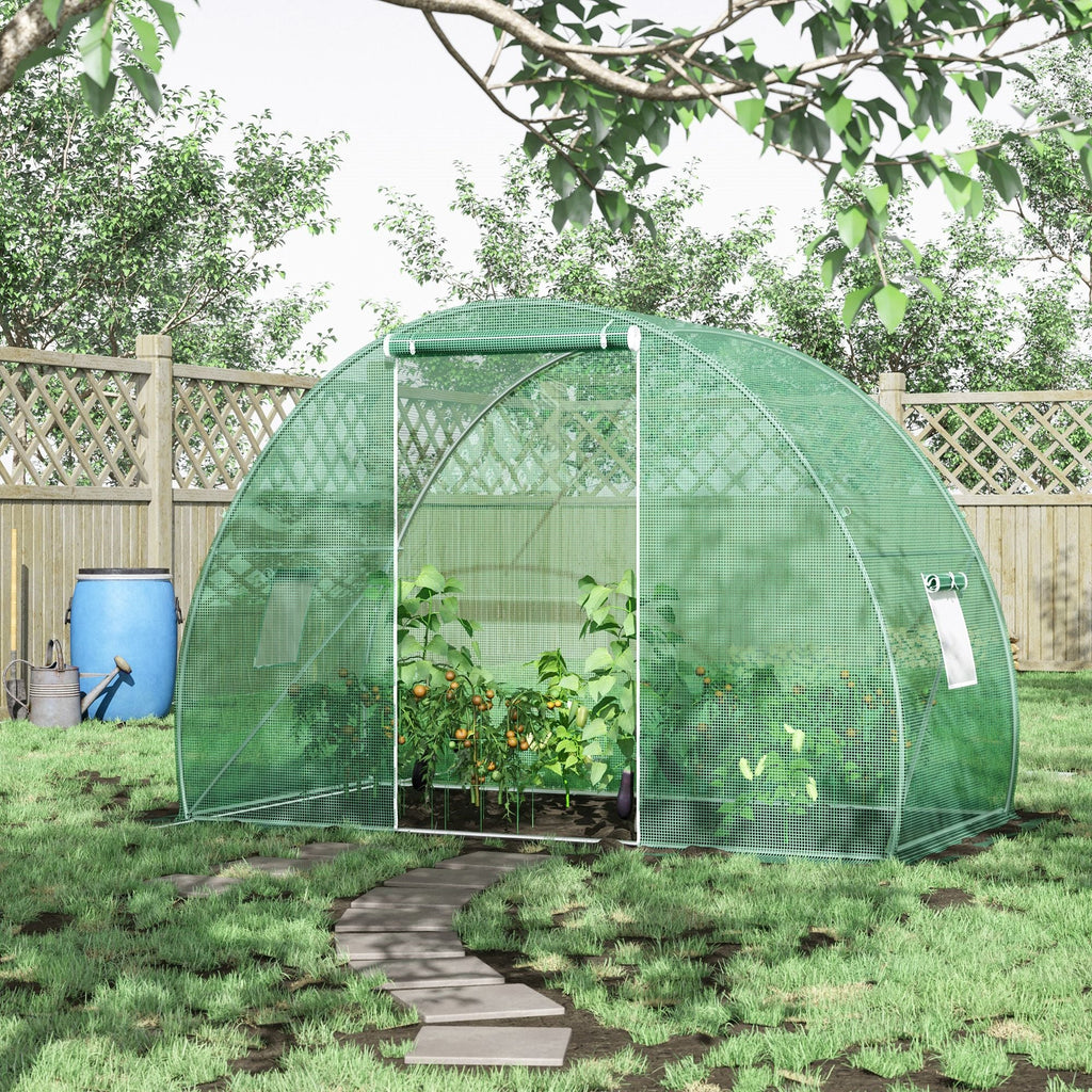 Easycomfort Serra a Tunnel with Porta Avvolgibile e Finestre, Copertura PE e Struttura in Acciaio, 1.5x3x2m, Verde