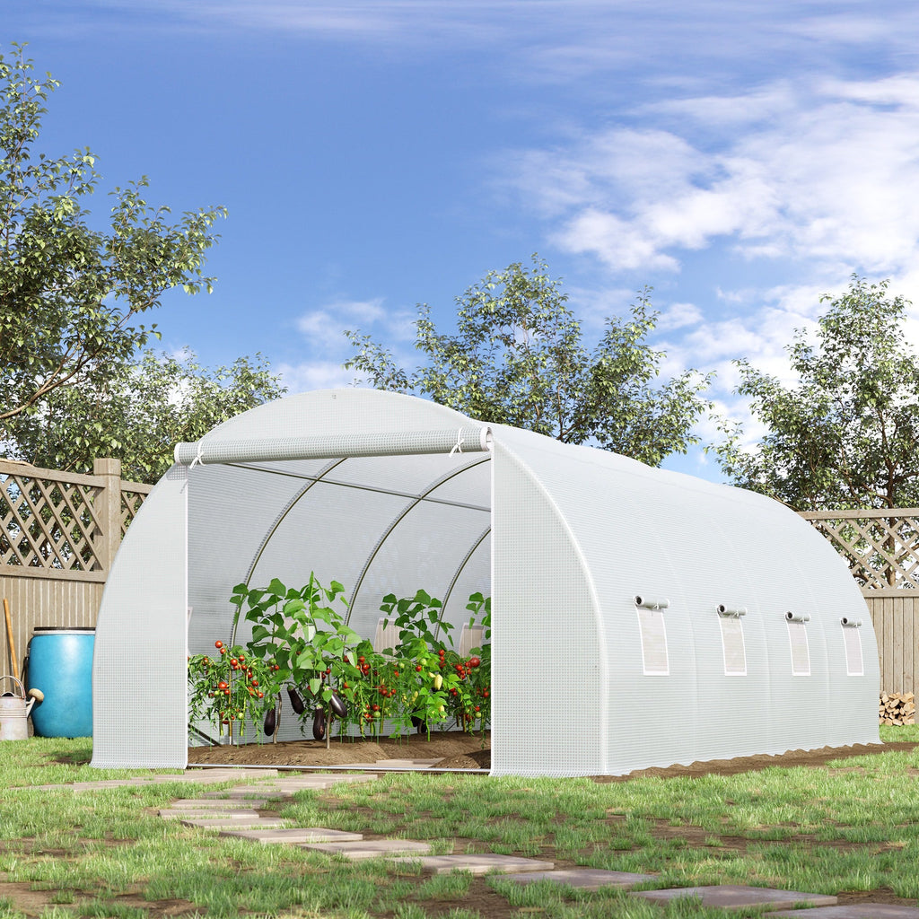 EasyComfort Serra da Giardino a Tunnel Per Piante, Struttura in Metallo e Copertura in PE, 6x3x2m, white