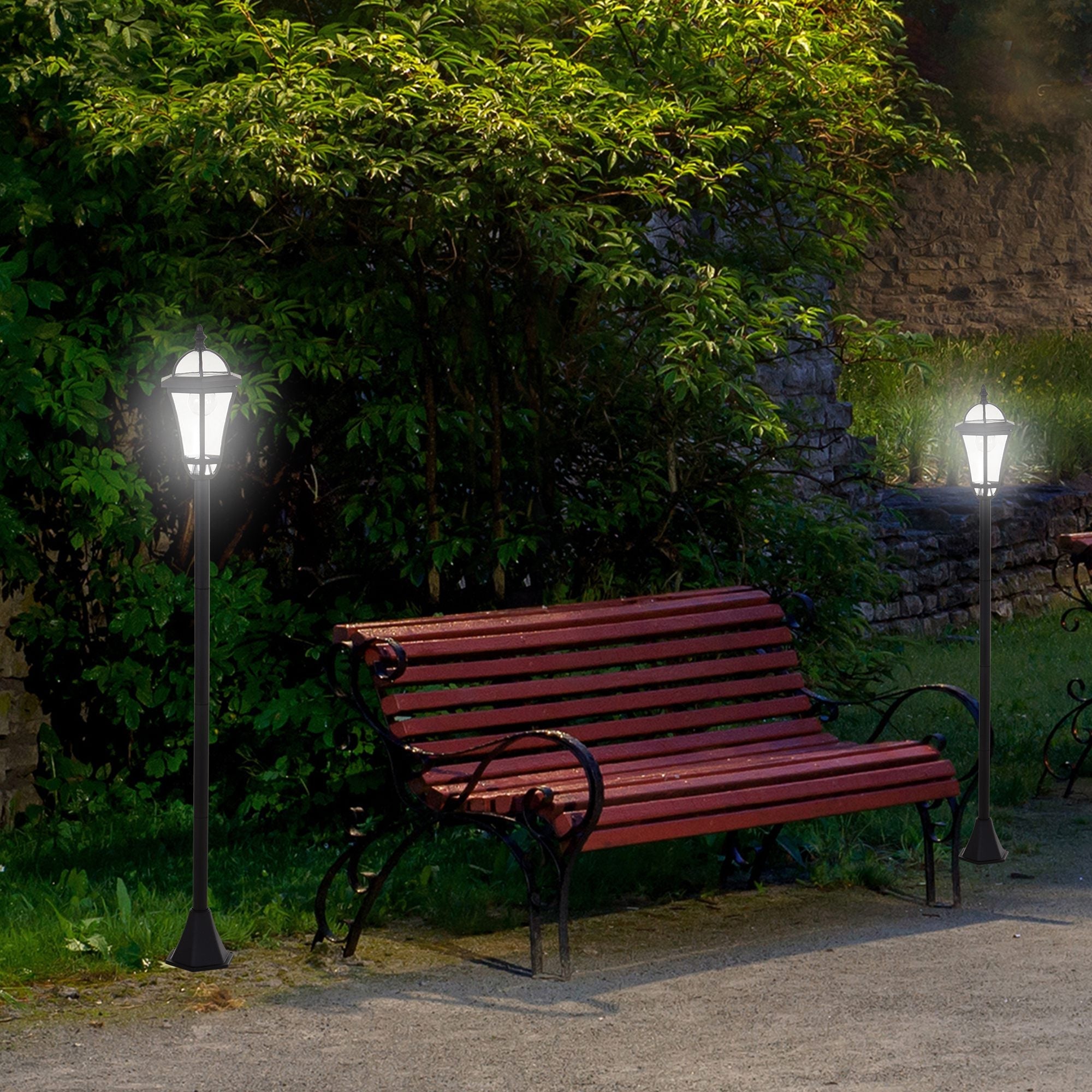 EasyComfort Set 2 zonne-tuinfakkels met 2 LED, Zwart