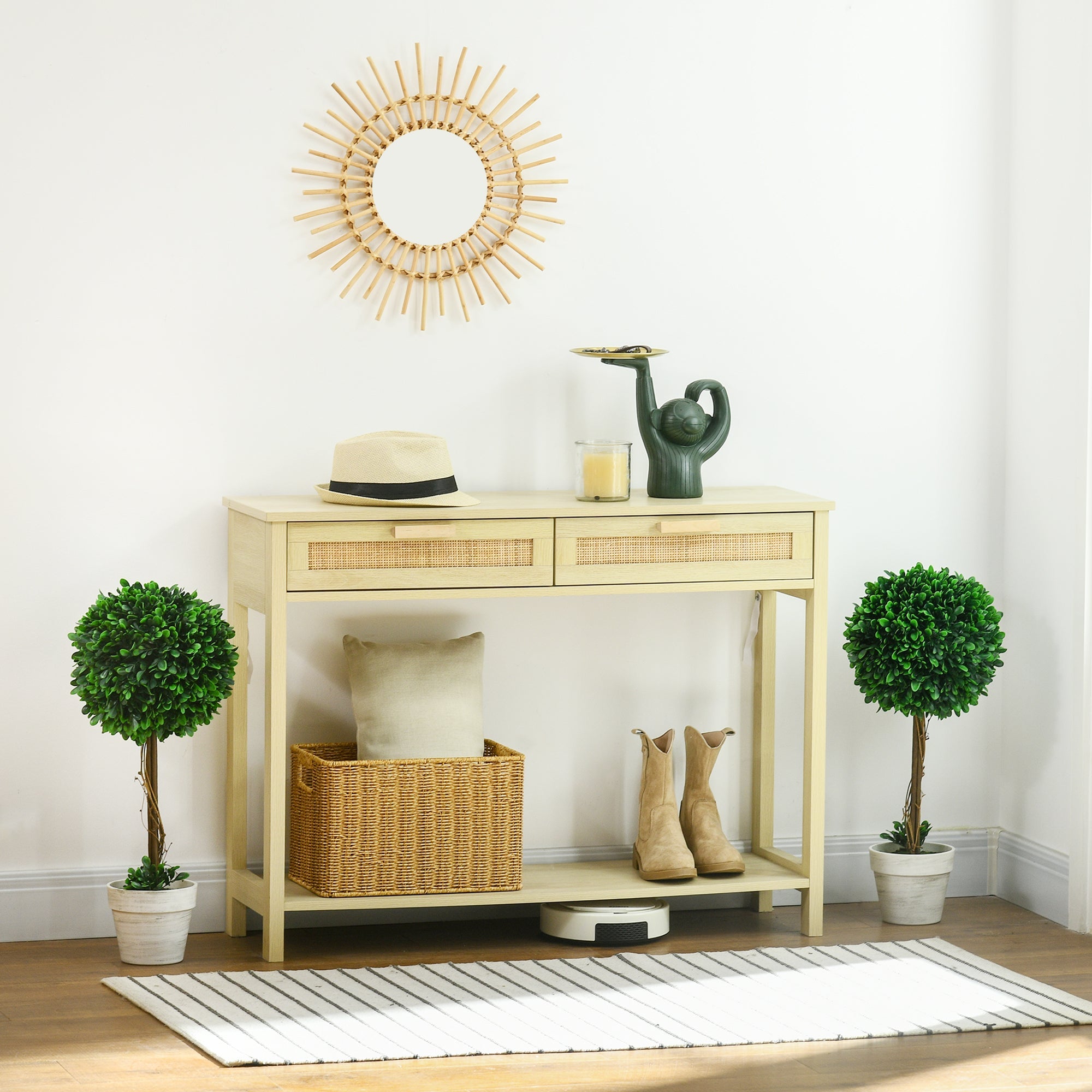 EasyComfort Set 2 kunstbuxusbollen binnen/buiten met pot Ø28×60 cm