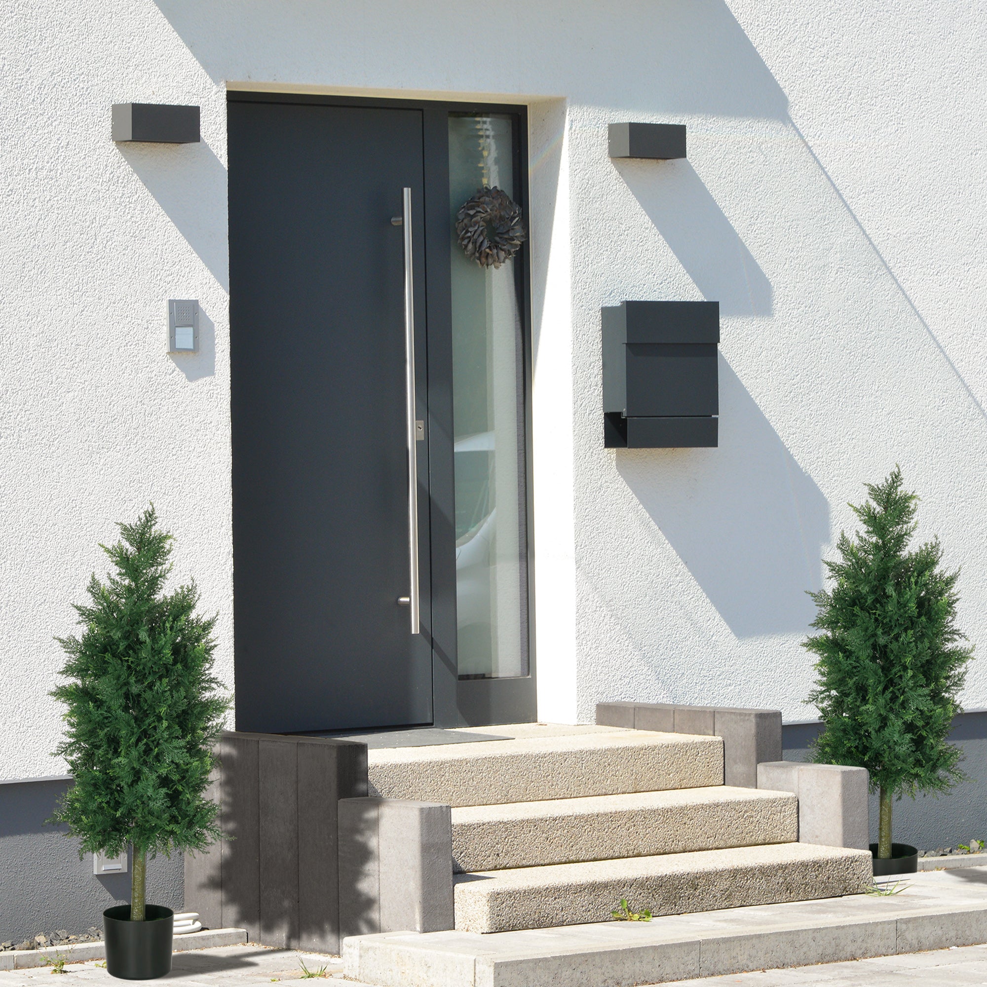 EasyComfort Set 2 kunstceders met pot, 90 cm