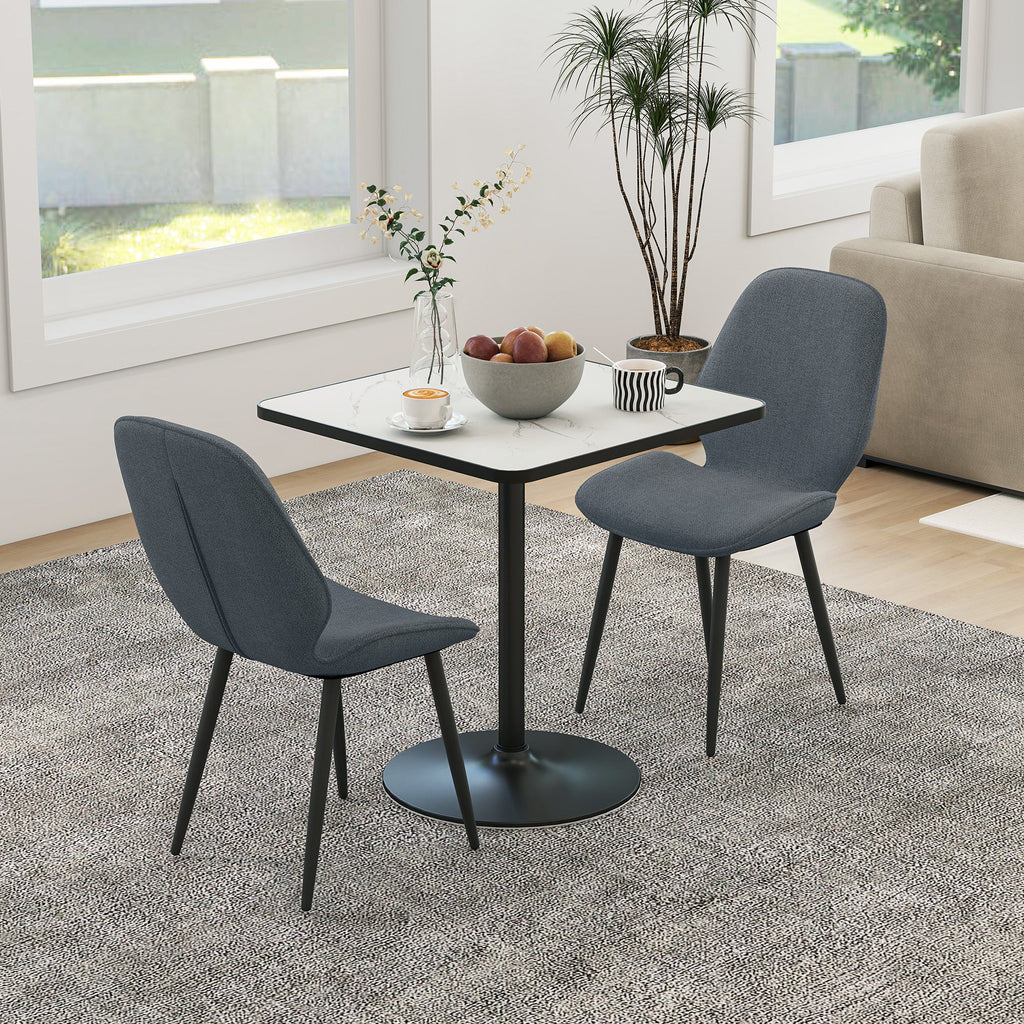 EasyComfort Set 2 Sedie da Pranzo with Schienale Ricurvo, in Tessuto Effetto Lino, Schiuma e Acciaio, 46x56x86 cm, Grigio e black