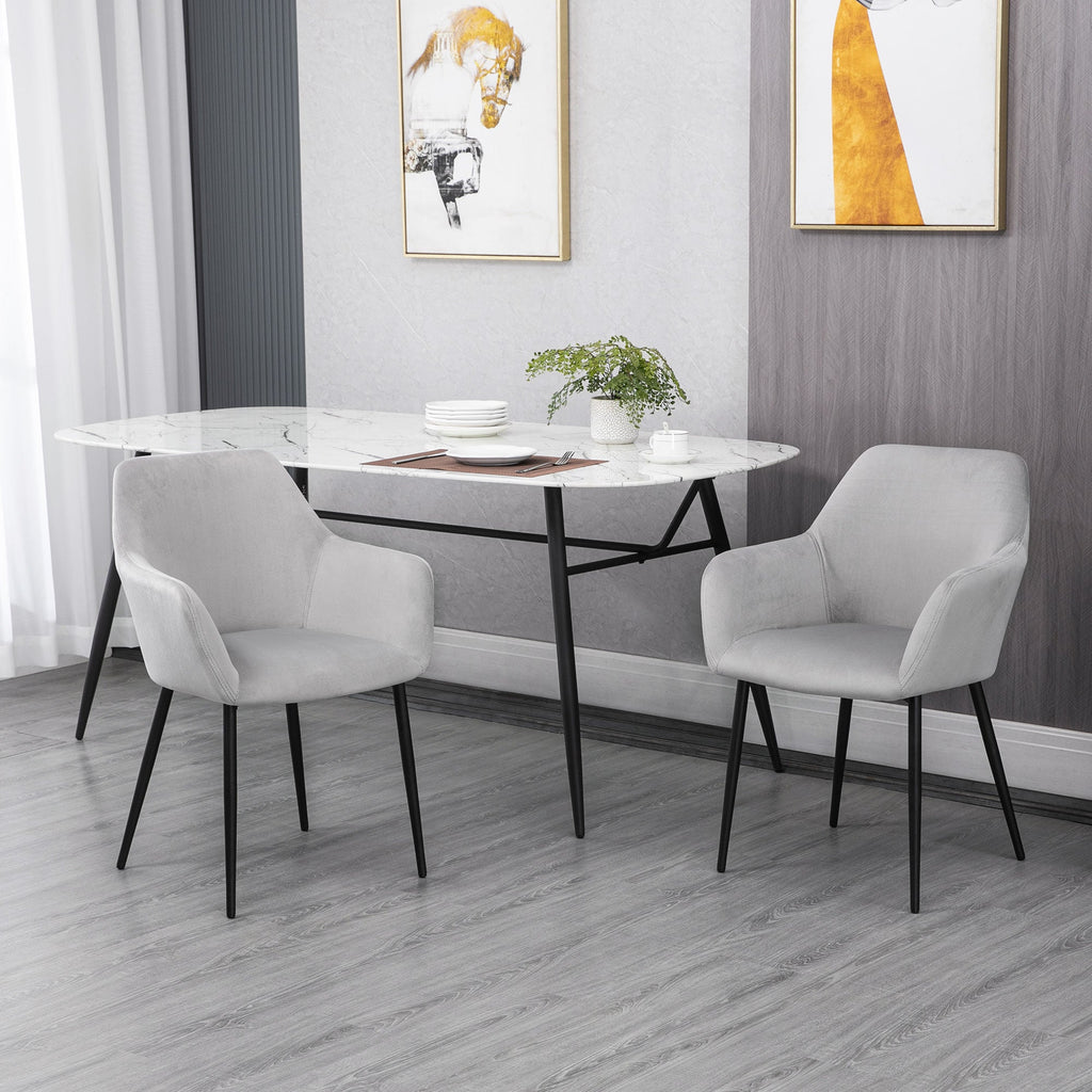 Easycomfort Set 2 Sedie per Soggiorno Nordiche with Schienale e Braccioli Ricurvi e Seduta Imbottita, 54x57x80 cm, Grigio