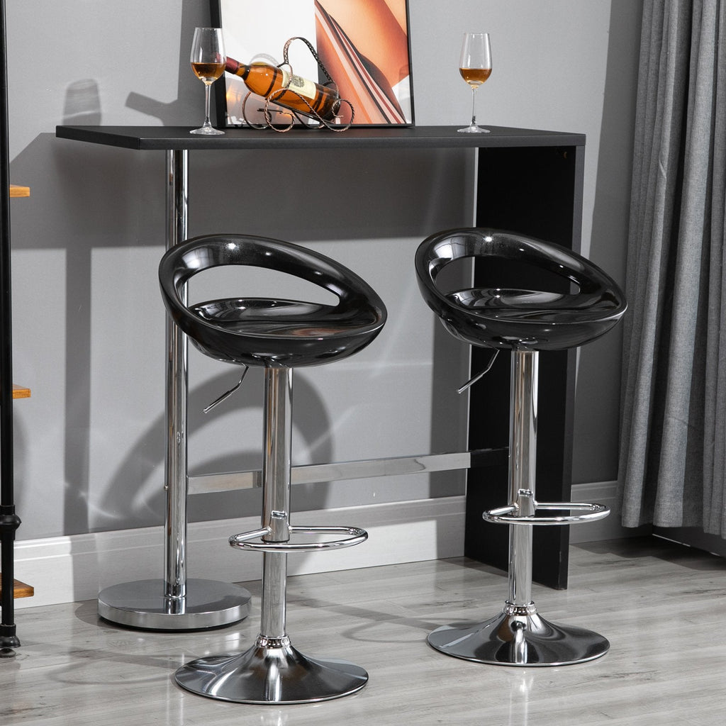 Easycomfort Set 2 Sgabelli da Bar Alti, Sgabelli Girevoli a 360°, with Schienale e Poggiapiedi, Altezza Regolabile, Base in Acciaio, per Sala da Pranzo e Cucina, 46x41x76-96cm, black
