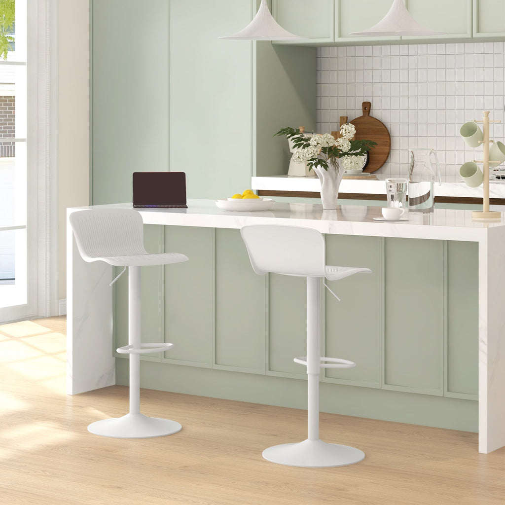 EasyComfort Set van 2 barkrukken met rugleuning, draaibaar, in hoogte verstelbaar - wit