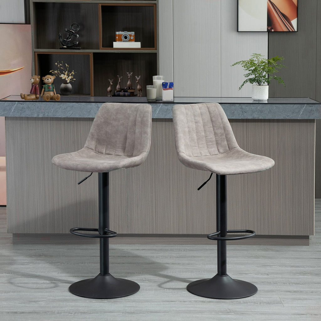 EasyComfort set van 2 barkrukken met rugleuning, hoogteverstelbaar, grijs