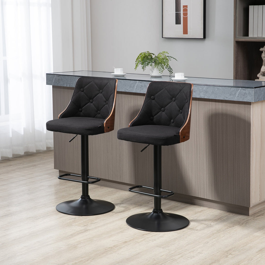 EasyComfort Set 2 Sgabelli Alti Girevoli da Cucina e Bar, Moderni ad Altezza Regolabile in Tessuto Traspirante, 47.5x50x93.5-116 cm