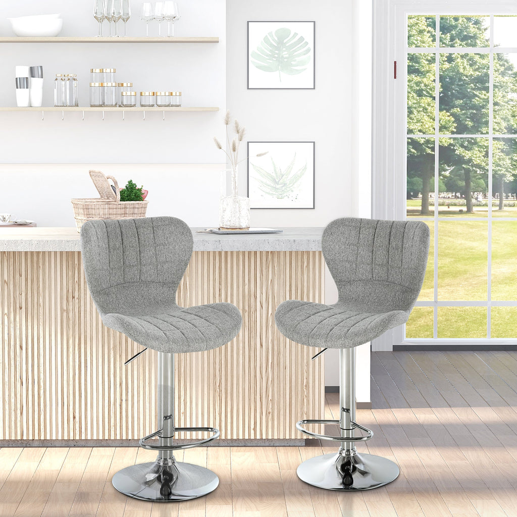 EasyComfort Set van 2 Barstoelen - Verstelbaar, Draaibaar, Grijs