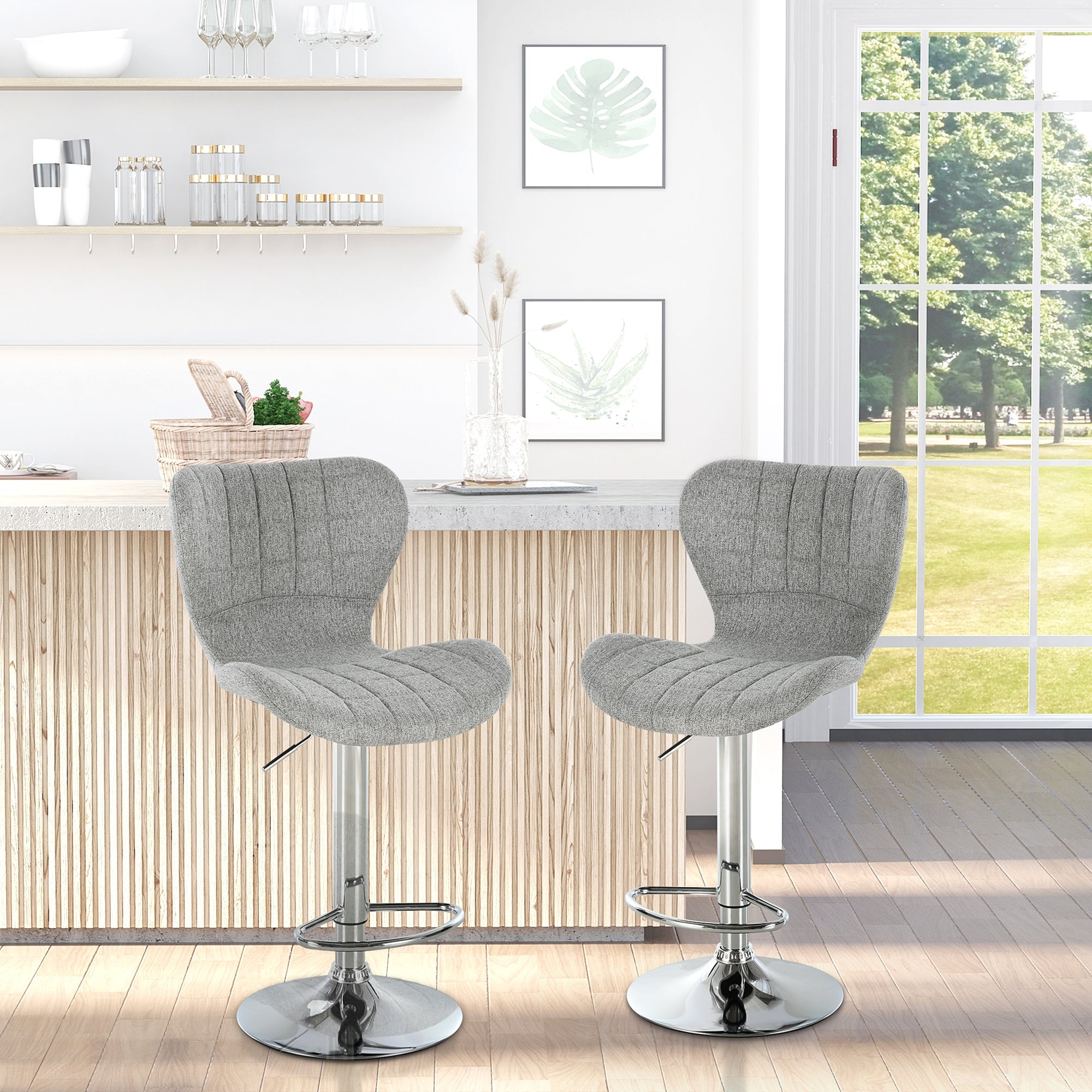 EasyComfort Set van 2 Barstoelen - Verstelbaar, Draaibaar, Grijs