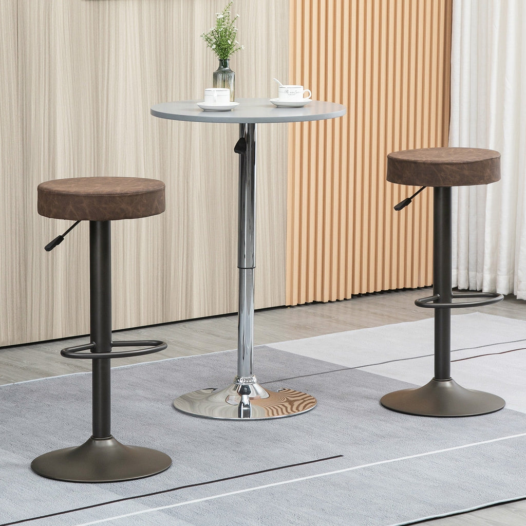 EasyComfort set van 2 barkrukken PU-leer bruin 35x36x64-85 cm