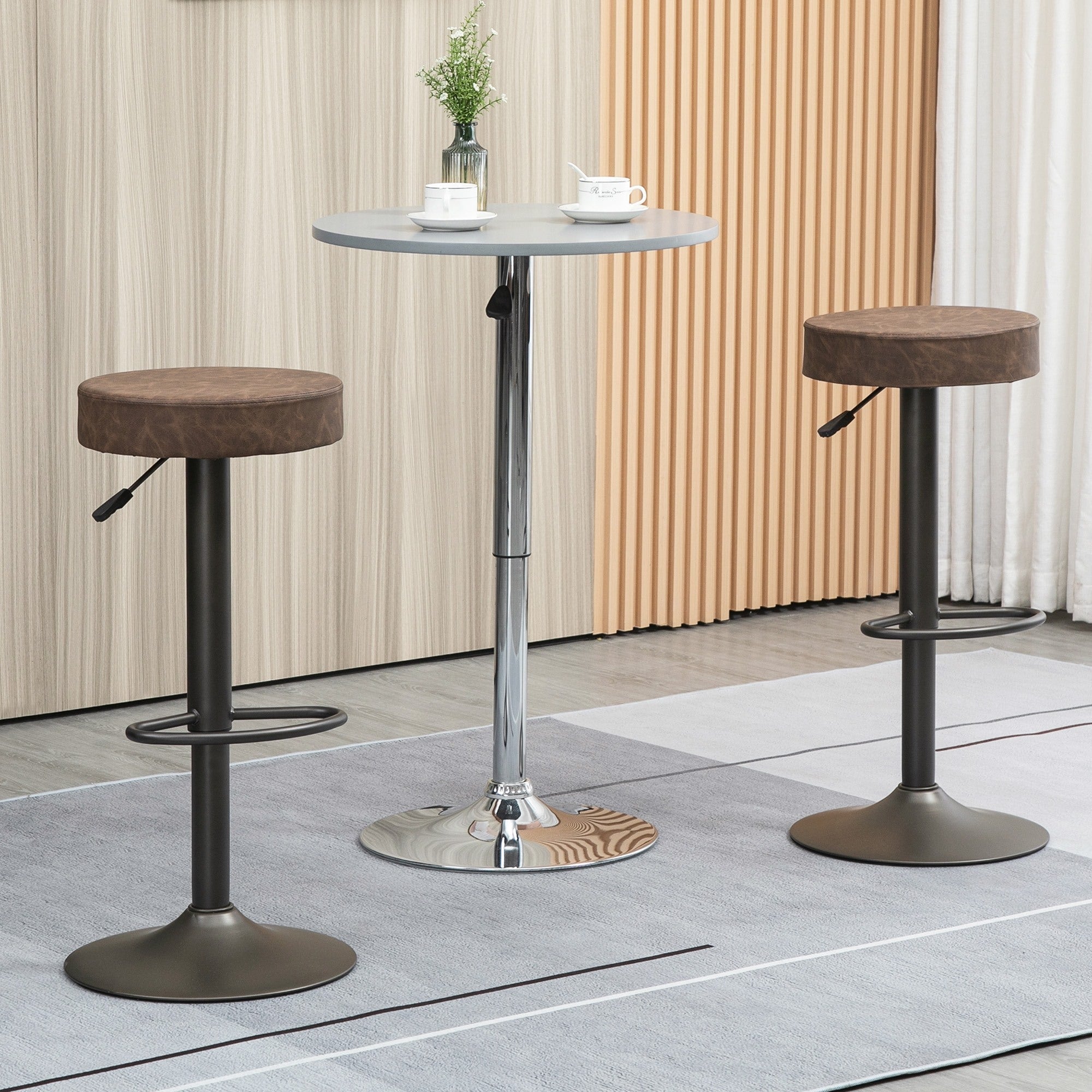 EasyComfort set van 2 barkrukken PU-leer bruin 35x36x64-85 cm