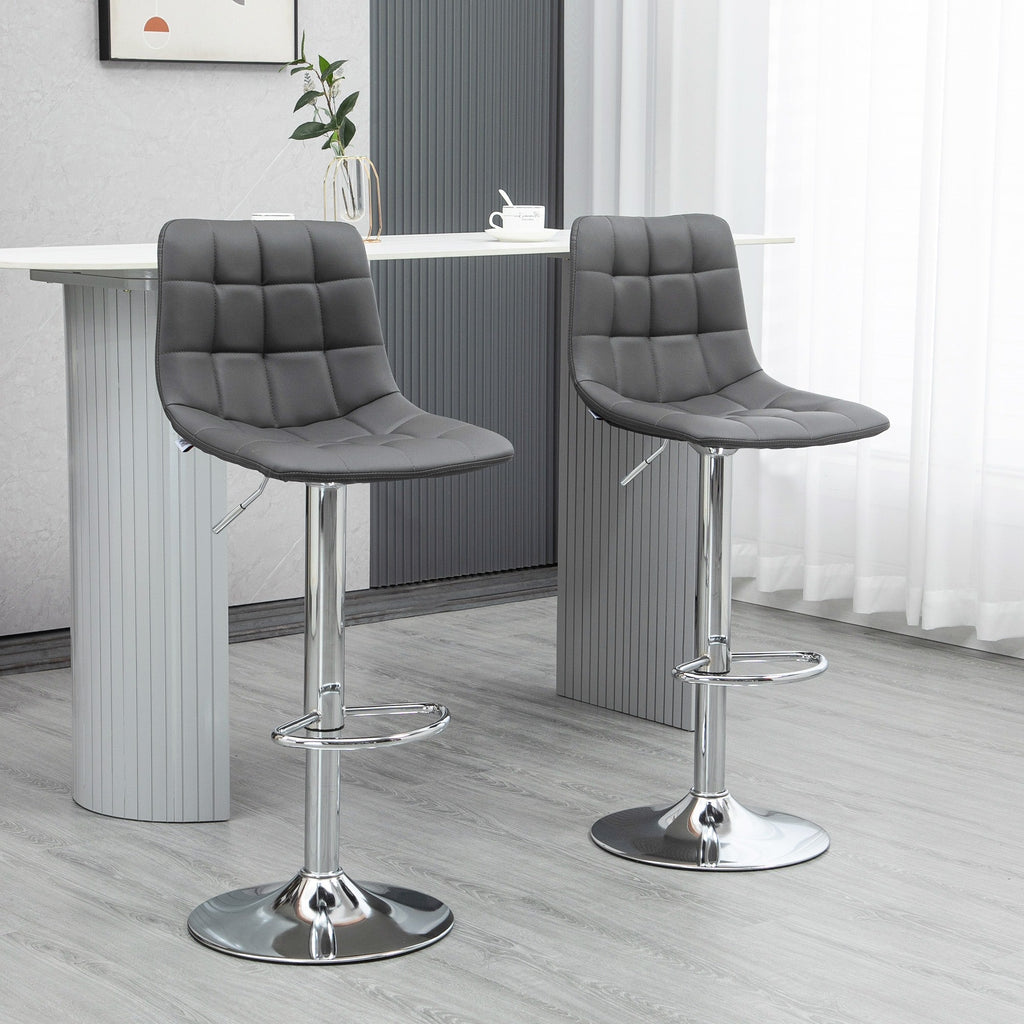 EasyComfort Set 2 Sgabelli Alti Moderno da Bar Girevoli with Schienale e Poggiapiedi, Sedia with Altezza regolabile, 42x45x89-110cm, Grigio