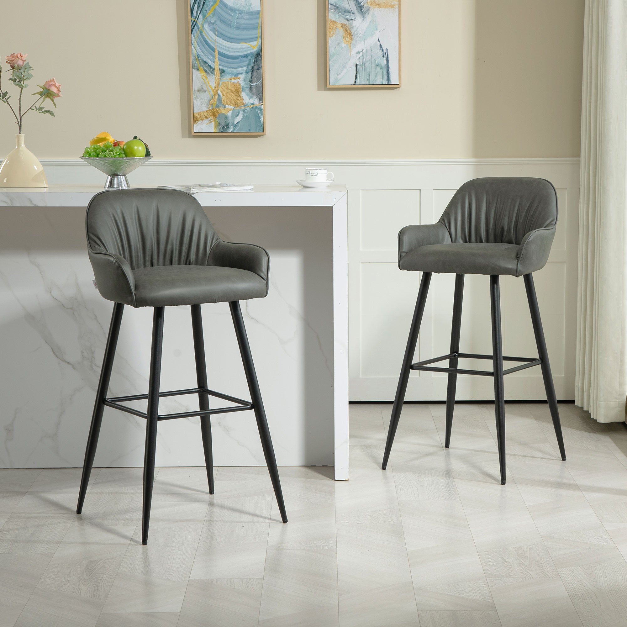 EasyComfort Set 2 barstoelen modern, antraciet