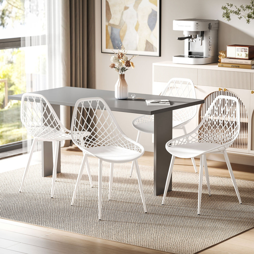 EasyComfort Set van 4 moderne eetkamerstoelen, wit