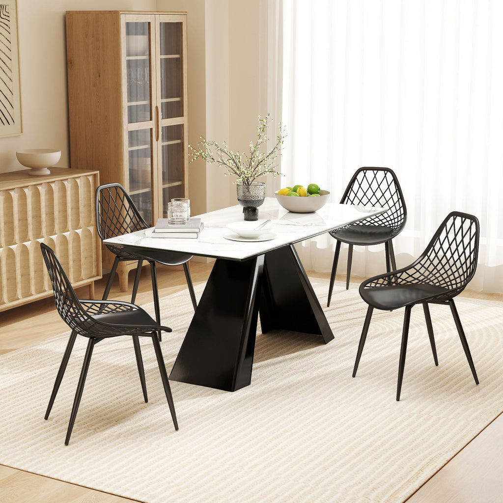 EasyComfort Set 4 moderne eetkamerstoelen, zwart