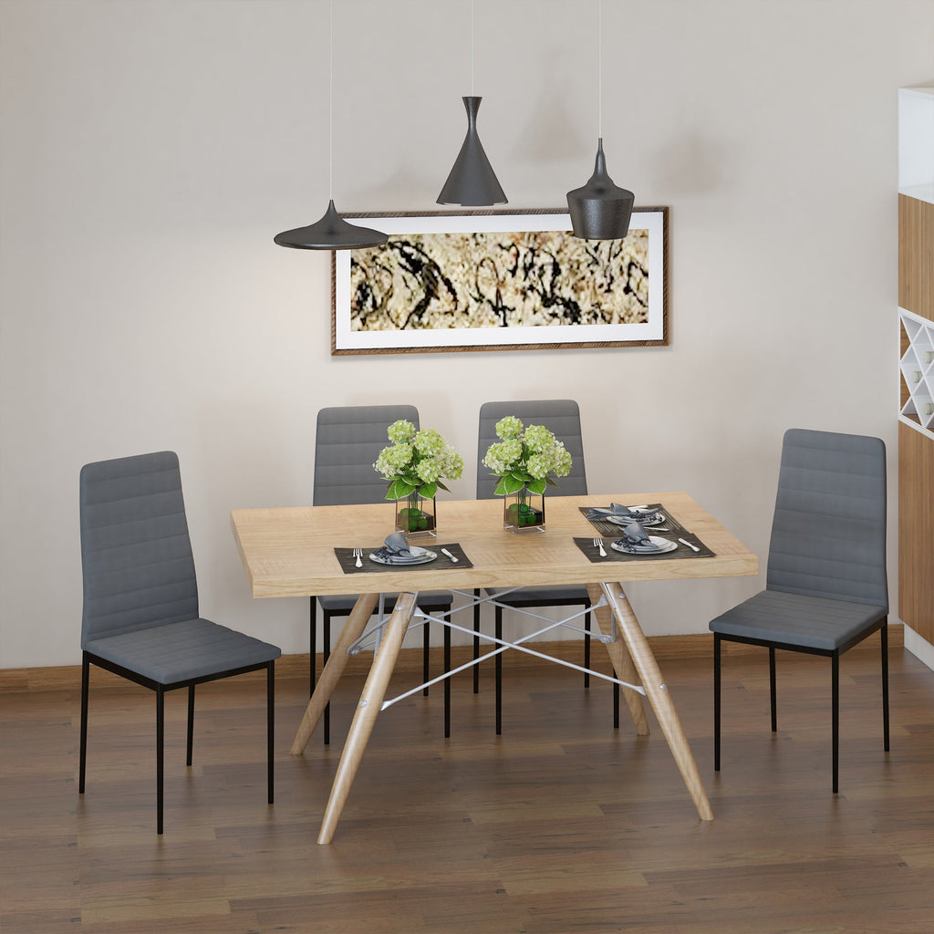 EasyComfort Set 4 Sedie per Soggiorno Imbottite in Tessuto, Sedie Sala da Pranzo Moderne with Gambe in Metallo, Capacità 120 kg, Grigio