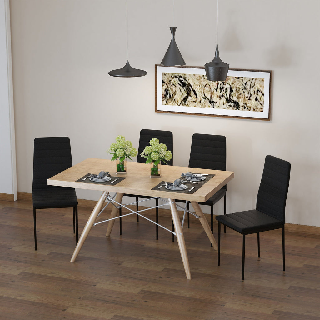 Easycomfort Set 4 Sedie Imbottite per Soggiorno o Sala da Pranzo, Sedie da Cucina Moderne, in Metallo e Tessuto black
