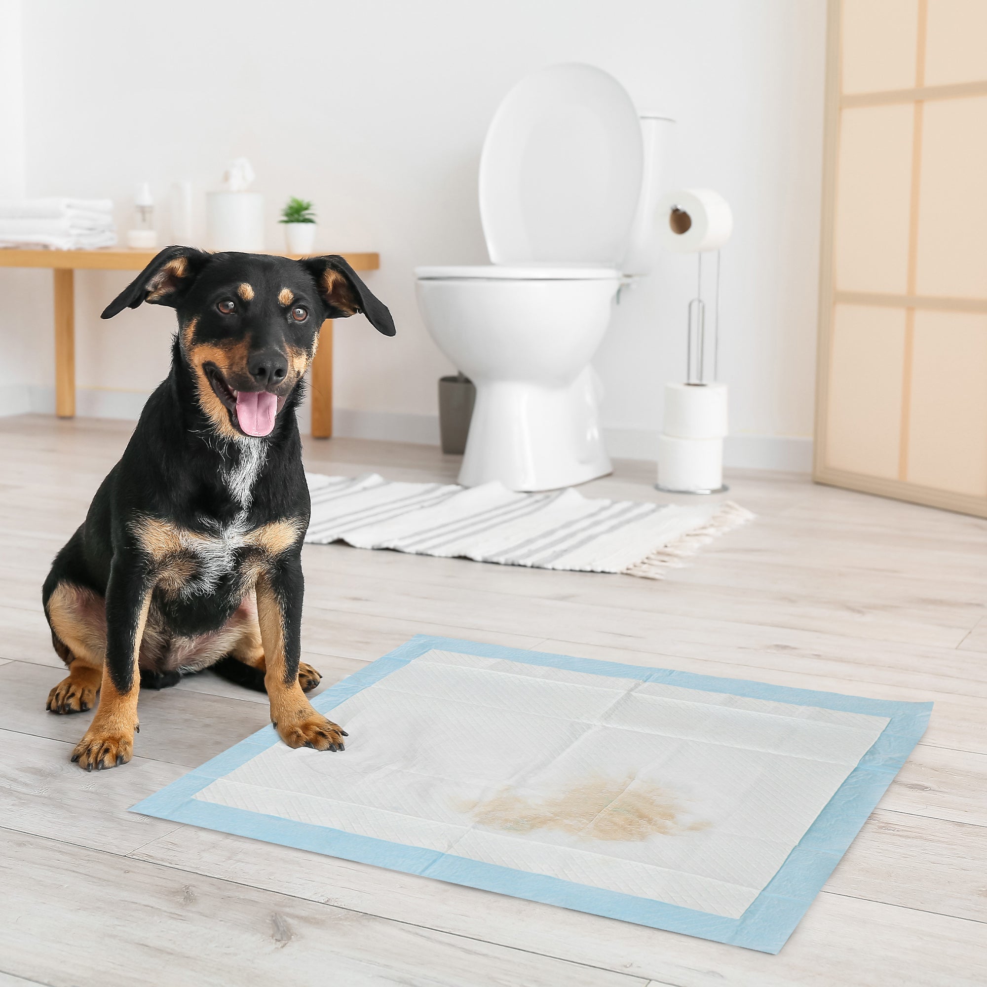 EasyComfort Set 80 Tappetini Igienici per Cani a 6 Strati in Tessuto non Tessuto, Carta e PE, 60x60 cm, Blu e Bianco