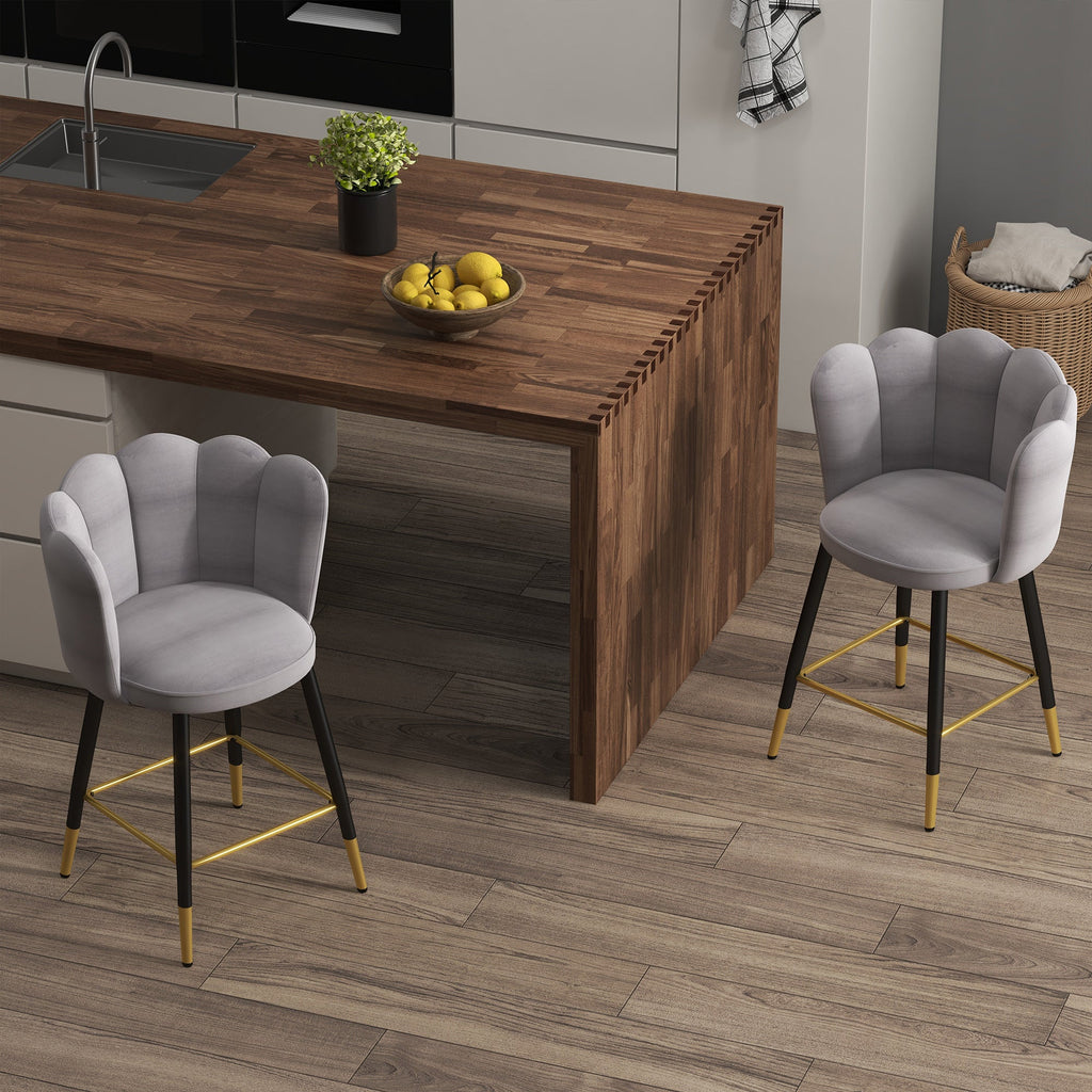 EasyComfort Set van 2 barkrukken fluweel 59x52x90 cm