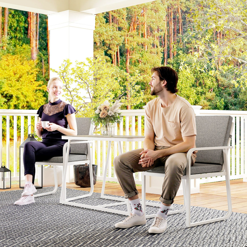 EasyComfort Set 3-delig tuinset met 2 stoelen en tafel, wit