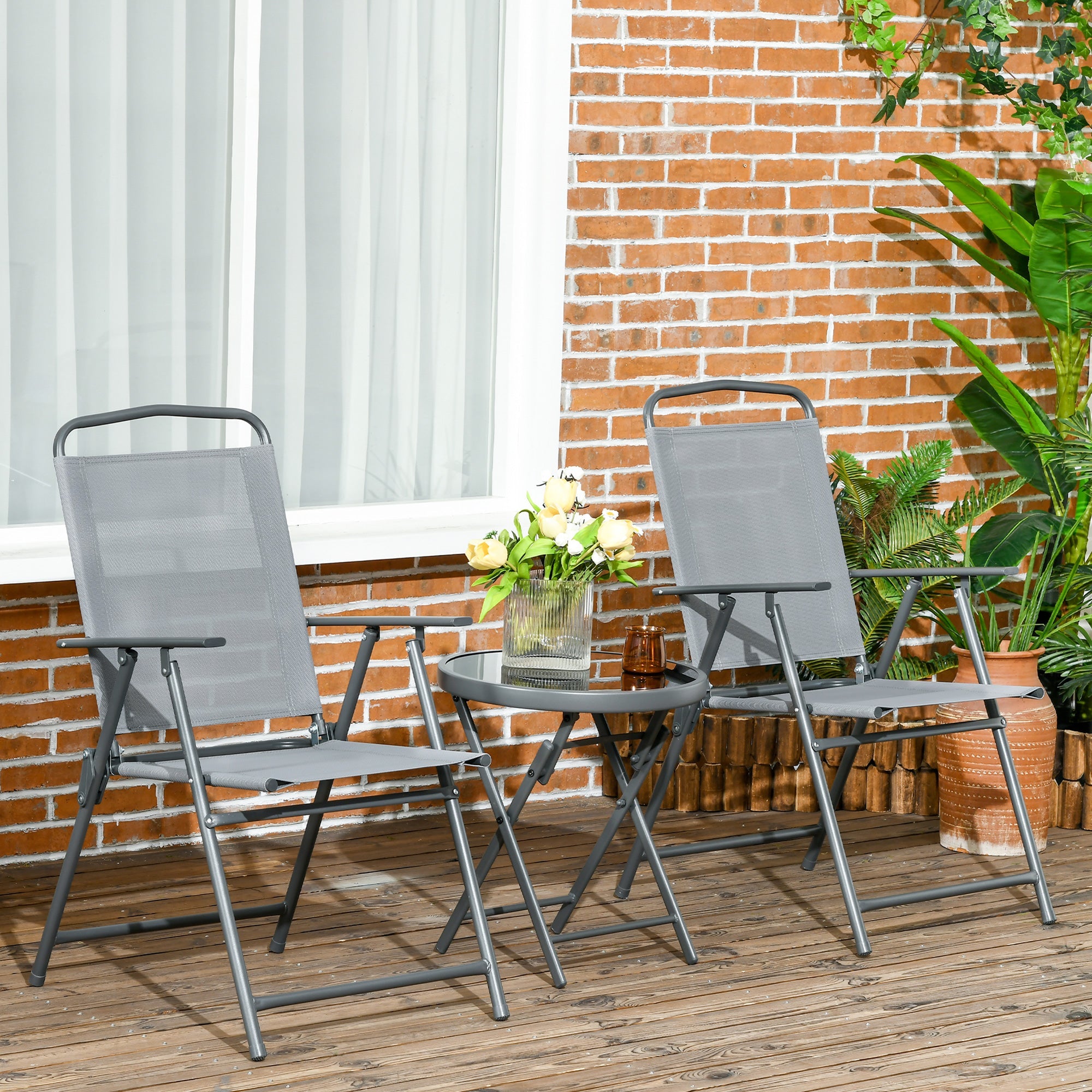 EasyComfort 3-delige tuinset met 2 stoelen en koffietafel Ø45 cm
