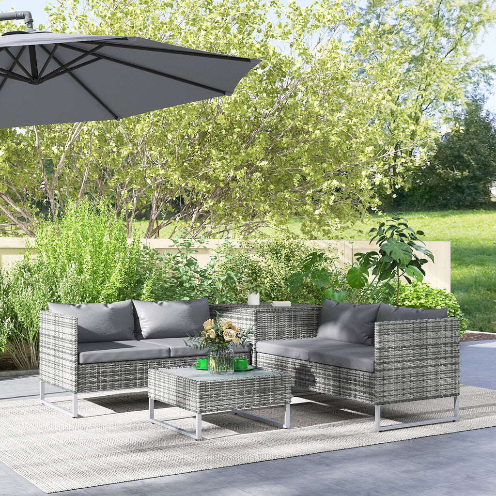 EasyComfort Tuinset 4-delig – 2 tweezitsbanken, salontafel en bijzettafel