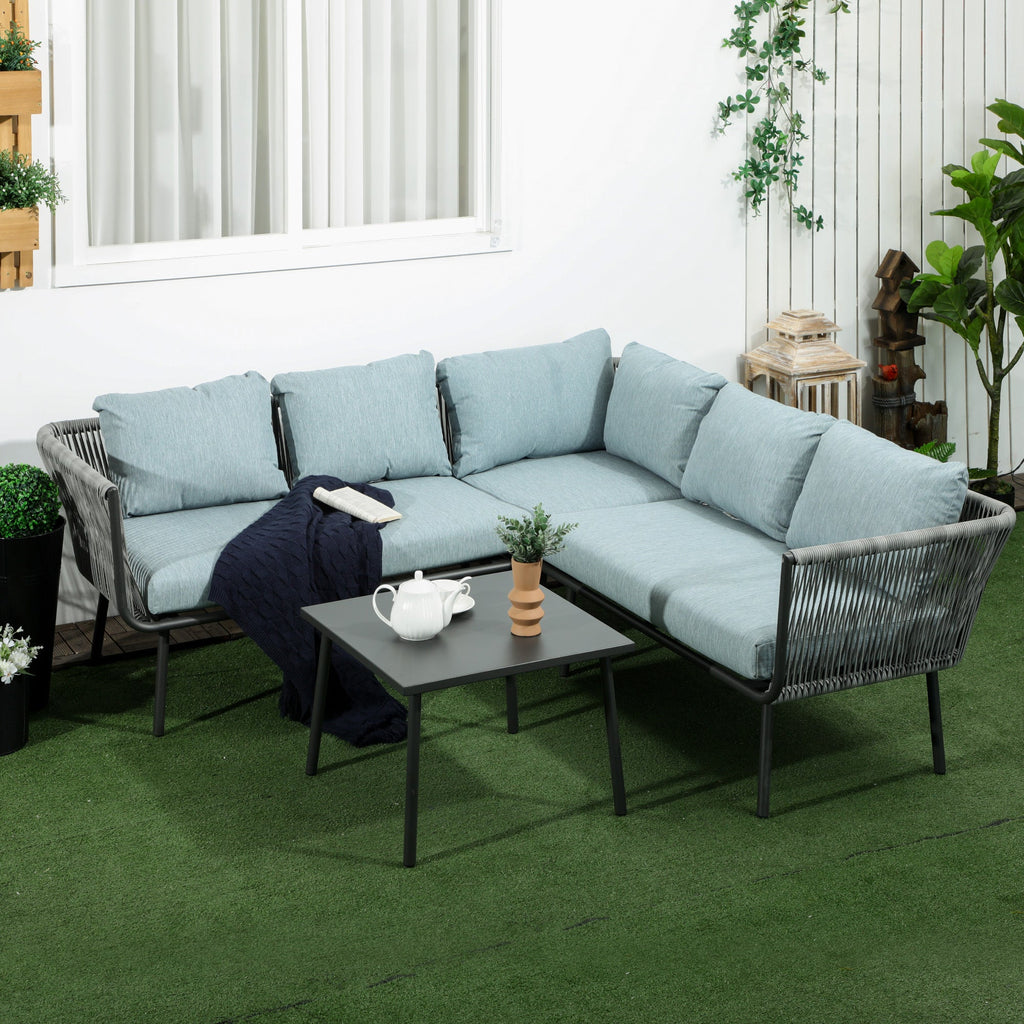 EasyComfort Tuinset 4-delig rattan – 2 hoekbanken, fauteuil en koffietafel