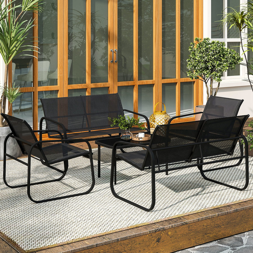 EasyComfort Tuinset 6-delig (2x 2-zits, 2 fauteuils, salontafel) zwart
