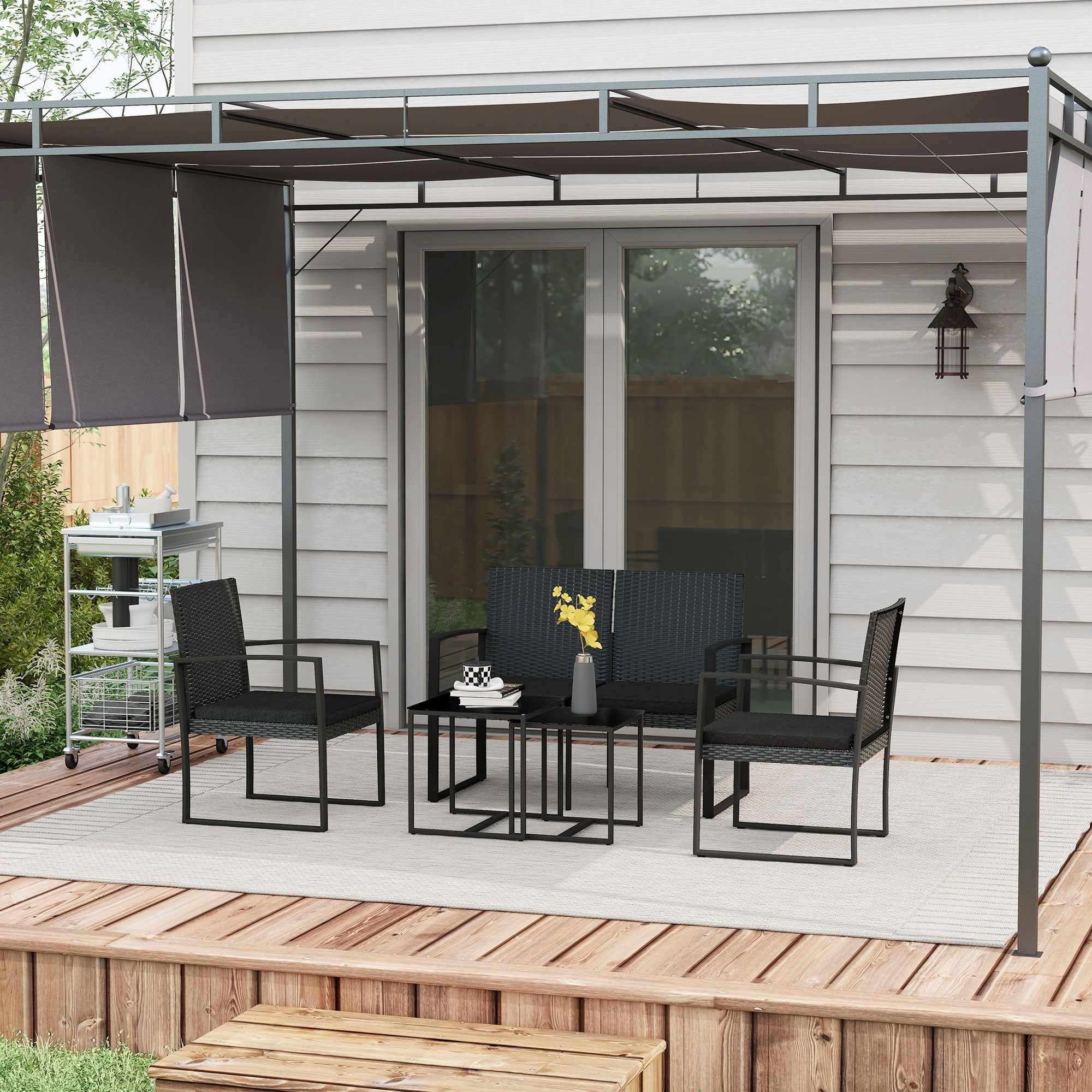 EasyComfort Tuinset 5-delig zwart (2 stoelen, 2-zits bank)